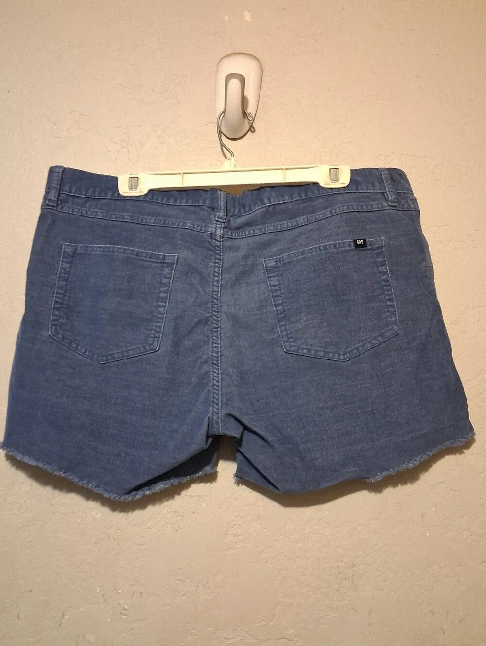 GAp Women Corduroy Short Cutoff Mid Rise Blue Sz16‎ Fray Hem Summer Casual